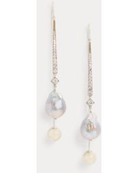 Ralph Lauren - Pearl & Crystal Threader Earrings - Lyst