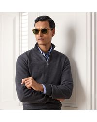 Ralph Lauren - Piqué-Knit Wool Quarter-Zip Sweater - Lyst