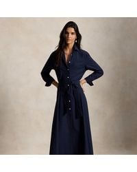 Ralph Lauren - Cotton Canvas Tie-Waist Shirtdress - Lyst