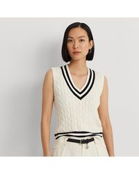 Lauren by Ralph Lauren - Ralph Lauren Cable-knit Cotton Cricket Sweater Vest - Lyst