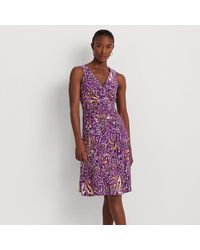 Lauren by Ralph Lauren - Print Surplice Jersey Sleeveless Dress - Lyst