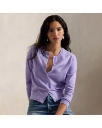 Polo Ralph Lauren - Stretch Cotton-Blend Crewneck Cardigan - Lyst