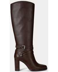 Ralph Lauren - Ralph Lauren Collins Calfskin Tall Boot Heel - Lyst