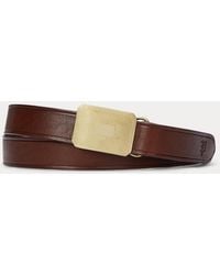 Ralph Lauren - Engine Turned-Buckle Leather Belt - Lyst
