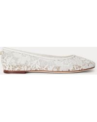 Ralph Lauren - Jayna Leather-Trim Crocheted Lace Flat - Lyst