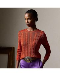 Ralph Lauren Collection - Ralph Lauren Cable-knit Silk Crewneck Sweater - Lyst
