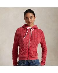 Polo Ralph Lauren - Baumwoll-Kapuzenjacke Mit Zopfmuster - Lyst