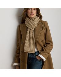 Ralph Lauren - Embroidered-Logo Cable-Knit Scarf - Lyst