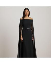 Ralph Lauren - Robe Cape En Mousseline De Soie - Lyst