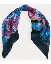 Ralph Lauren Summer Conversational Square Scarf in Blue | Lyst