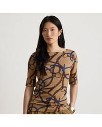Ralph Lauren - Belting-Print Cotton Boatneck T-Shirt - Lyst