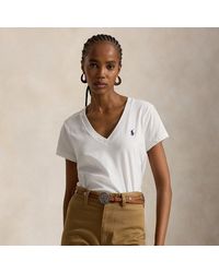 Polo Ralph Lauren - Logo-Embroidered V-Neck Cotton-Jersey T-Shirt - Lyst