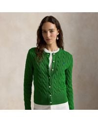 Polo Ralph Lauren - Cable-Knit Cotton Crewneck Cardigan - Lyst