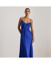 Ralph Lauren - Twist-Front Charmeuse Sleeveless Gown - Lyst