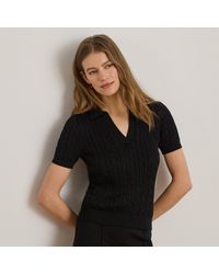 Ralph Lauren - Cable Cotton-Blend Short-Sleeve Sweater - Lyst