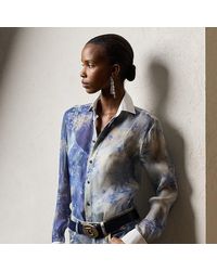 Ralph Lauren Collection - Camicia Nancie in gazar di seta a fiori - Lyst