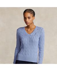 Ralph Lauren - Cable-knit Cotton V-neck Jumper - Lyst