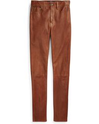 Polo Ralph Lauren Leggings aus Lammleder - Braun