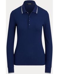 Ralph Lauren - Slim Fit Rib-Knit Long-Sleeve Polo Shirt - Lyst