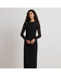 Ralph Lauren - Georgette-Trim Crepe Long-Sleeve Gown - Lyst