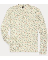 RRL - Floral Linen-cotton Jersey Henley - Lyst