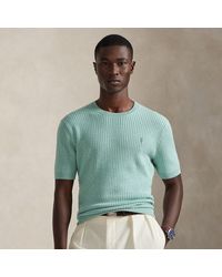 Ralph Lauren - Rib-Knit Cotton Short-Sleeve Sweater - Lyst
