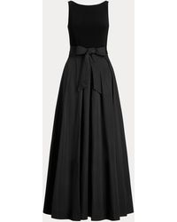 Ralph Lauren Vestido Largo De Tafetán Sin Mangas - Negro