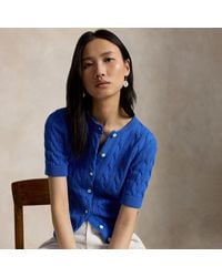 Polo Ralph Lauren - Cable-Knit Cotton Short-Sleeve Cardigan - Lyst