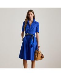 Ralph Lauren - Belted Cotton-Blend Shirtdress - Lyst