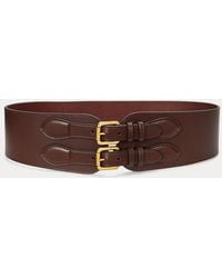 Ralph Lauren - Vachetta Leather Double-buckle Wide Belt - Lyst