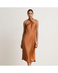 Ralph Lauren - Charmeuse Tie-Back Halter Cocktail Dress - Lyst