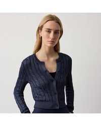 Ralph Lauren - Cable-Knit Silk Cropped Cardigan - Lyst