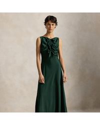 Ralph Lauren - Bow-Detail Satin Dress - Lyst