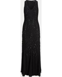 Ralph Lauren Sequinned Sleeveless Gown - Black