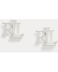 Ralph Lauren - Sterling Textured Logo Studs - Lyst