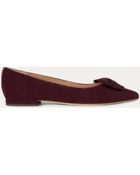 Ralph Lauren - Londyn Bow-Trim Suede Ballet Flat - Lyst