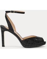 Ralph Lauren - Ralph Lauren Kyla Crocodile-Embossed Leather Sandal - Lyst