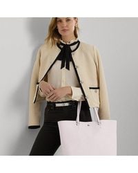 Lauren by Ralph Lauren - Crosshatch Leather Large Karly Tote - Lyst