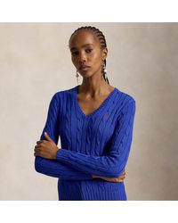 Polo Ralph Lauren - Cable-knit Cotton V-neck Jumper - Lyst