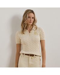 Ralph Lauren - Petite Cable-knit Polo Sweater - Lyst