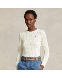 Ralph Lauren - Cable-knit Cotton Crewneck Sweater - Lyst