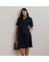 Ralph Lauren - Ralph Lauren Tie-Front Linen Shirtdress - Lyst