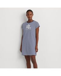 Lauren by Ralph Lauren - Ralph Lauren Logo Striped Interlock Sleep Tee - Lyst