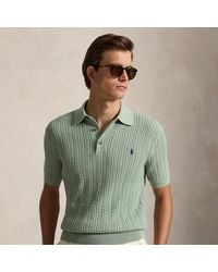 Polo Ralph Lauren - Cable-Knit Cotton Polo-Collar Jumper - Lyst