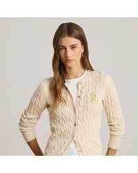 Ralph Lauren - Baumwollstrickjacke Mit Zopfmuster - Lyst
