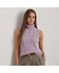 Ralph Lauren - Ralph Lauren Pointelle Turtleneck Sweater Tank Top - Lyst