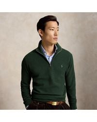 Polo Ralph Lauren - Mesh-Knit Cotton Quarter-Zip Sweater - Lyst