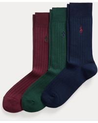 Polo Ralph Lauren - 3-Pack Geribbelde Sokken Van Katoenmix - Lyst