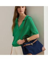 Ralph Lauren - Ralph Lauren Washed Denim Large Blaike Satchel - Lyst