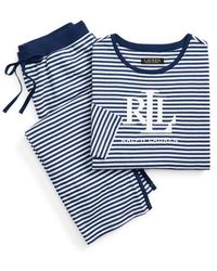 Lauren by Ralph Lauren - Ralph Lauren Logo Striped Interlock Pajama Set - Lyst
